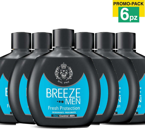 6 x Breeze Deodorante Men Fresh Protection 100ml Corpo No Gas Deo Control 48H