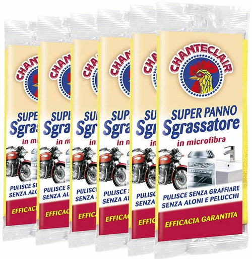 6 x Chanteclair Super Panno Sgrassatore in Microfibra pulisce senza aloni Promo