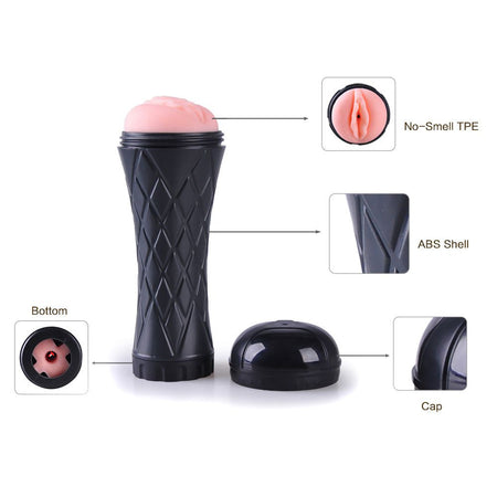 MASTURBATORE VAGINA IN MORBIDO CYBERSKIN CON CUSTODIA COPPA RIGIDA TORCIA NERA