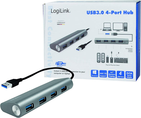 Hub USB 3.2 SuperSpeed 4 porte Alluminio Silver