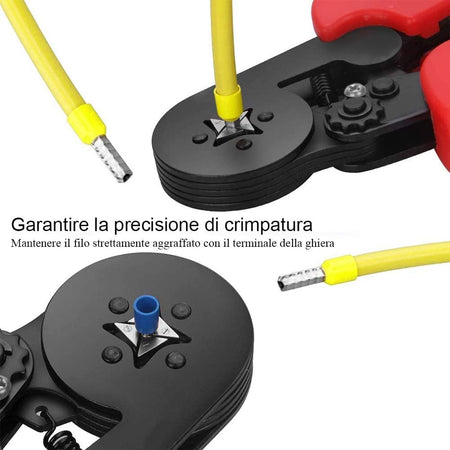 Pinza Crimpare a Cricchetto per Capicorda con 1200 Terminali 2.5-6.0 mm