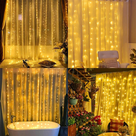 Tenda Natalizia Luminosa 300 LED Alimentazione USB e Telecomando