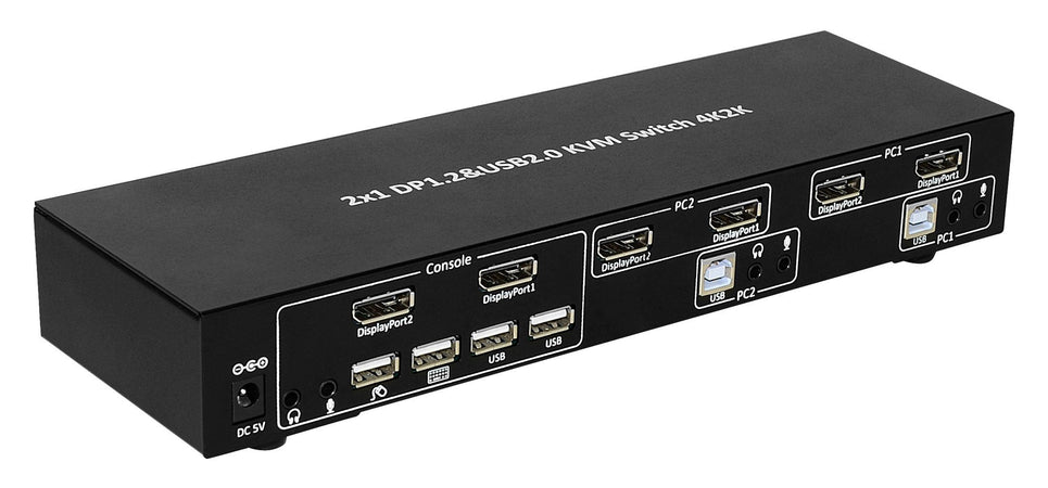 Switch KVM 2 porte DisplayPort1.2 per doppio Monitor