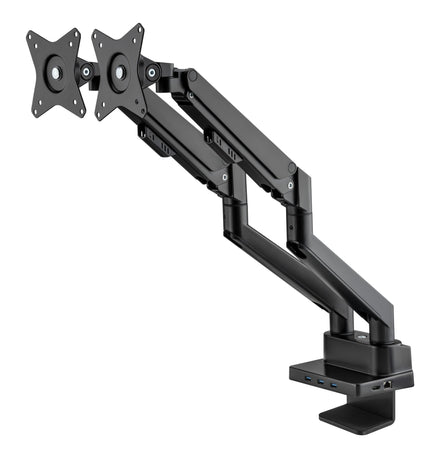 Supporto da Scrivania Doppio Monitor 17-32'' con Molla a Gas e Docking Station 8-in-1