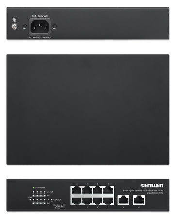 Switch Ethernet Gigabit 8 Porte PoE+ con 2 porte RJ45 Gigabit Uplink