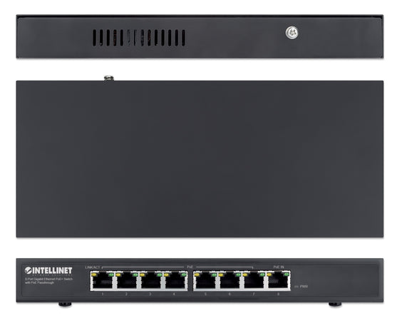 Switch PoE+ Gigabit Ethernet a 8 porte con passthrough PoE