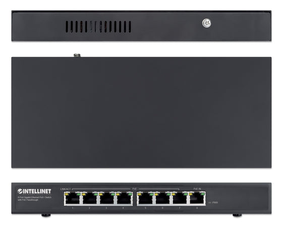 Switch PoE+ Gigabit Ethernet a 8 porte con passthrough PoE