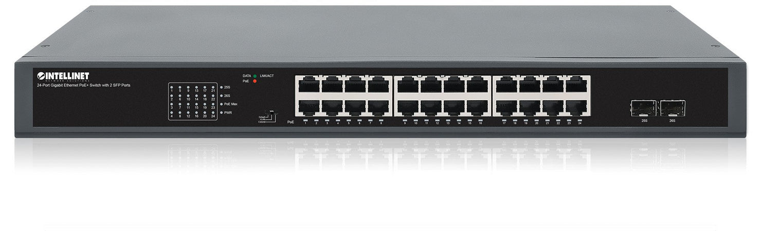 Gigabit Ethernet Switch 24-Porte PoE+ con 2 porte SFP