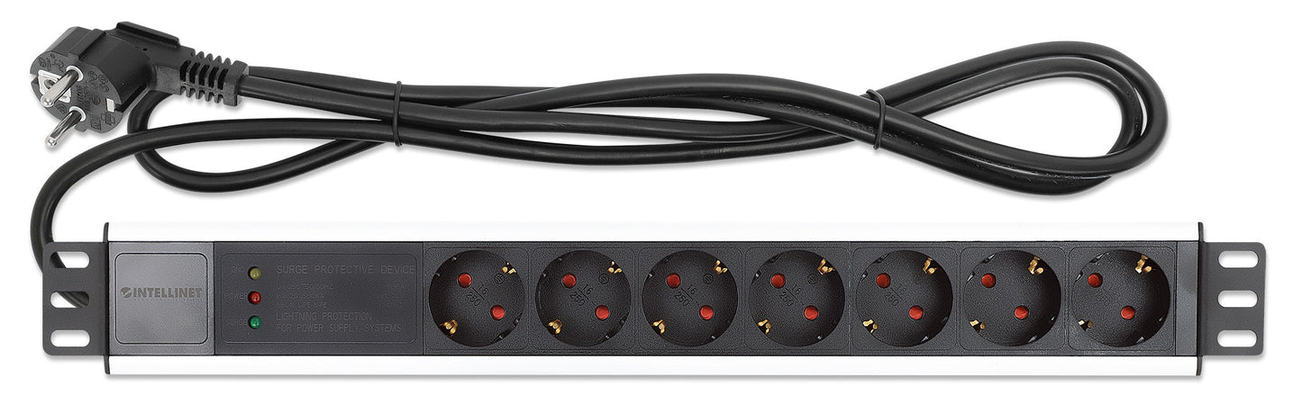 Multipresa per Rack 19'' 7 posti Spina Schuko Angolata 1U