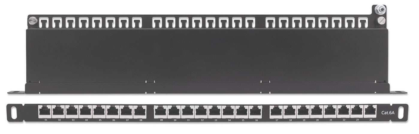 Pannello Patch 24 Posti 19'' 0.5U Cat6a Schermato Nero