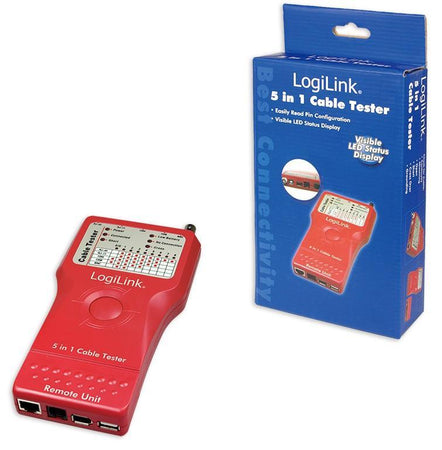 Tester di Rete per Cavi Firewire RJ45 Cat. 5 e 6, ISDN, USB e BNC