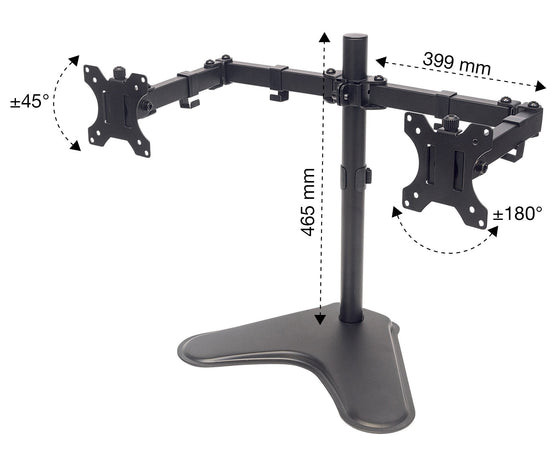 Supporto da Scrivania per 2 Monitor 13-32'' con Base e Doppio Snodo