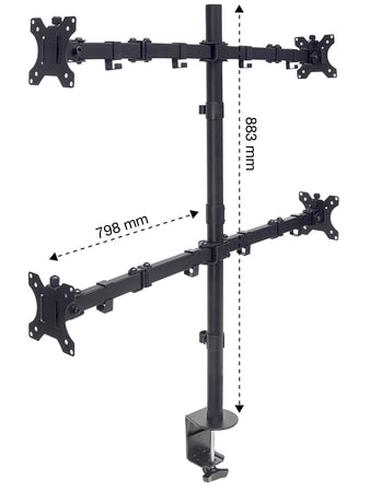 Supporto da Scrivania per 4 Monitor 13-32'' con Morsetto