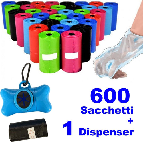 600 SACCHETTI IGIENICI PER BISOGNI ESCREMENTI CANI RACCOLTA FECI CON DISPENSER  Trade Shop italia - Napoli, Commerciovirtuoso.it