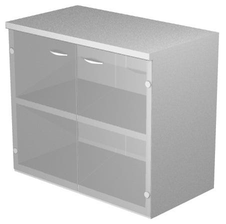 Mobile con ante in vetro temperato senza serratura per ufficio cm. 80x44x72h