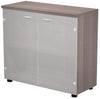 Libreria bassa con ante in vetro temperato senza serratura cm. 80x35x72h