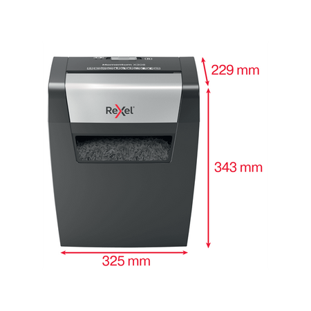 Distruggidocumenti Rexel Momentum X308 - frammenti 5x42 mm - DIN P-3 - 8 fogli - 15 lt