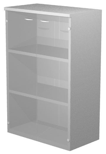 Mobile medio con ante in vetro senza serratura per ufficio cm. 80x44x120h