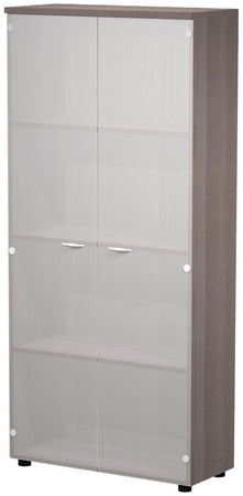 Libreria a piani con ante in vetro temperato senza serratura cm. 80x35x180h