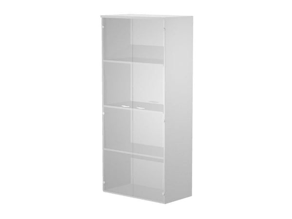 Libreria a piani con ante in vetro temperato senza serratura cm. 80x35x180h