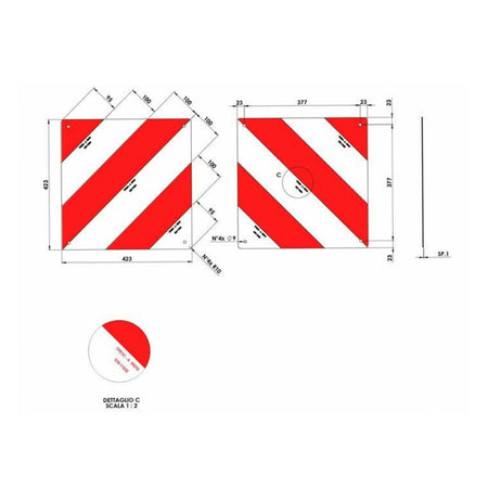 Kit pannello dx-sx 423x423mm omologazione Francia e Germania