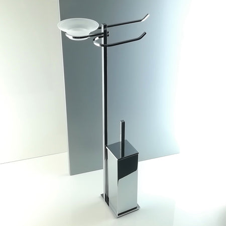 Piantana bagno water bidet quadrata in ottone cromato, base cm 12 x 10 - piantana bagno