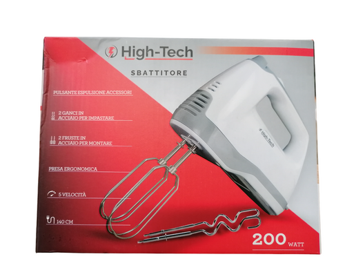 HIGH-TECH - SBATTITORE ELETTRICO 2 FRUSTE +2 GANCI 5 VELOCITA' 200 WATT