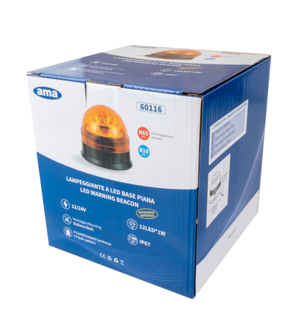 Lampeggiante base piana 12 LED 12-24V
