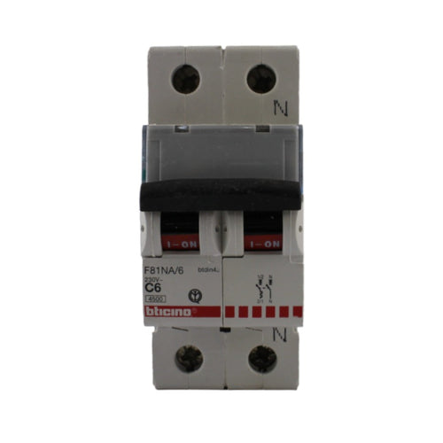 Interruttore magnetotermico 1P+N 6A 4,5KA 2 mod Bticino