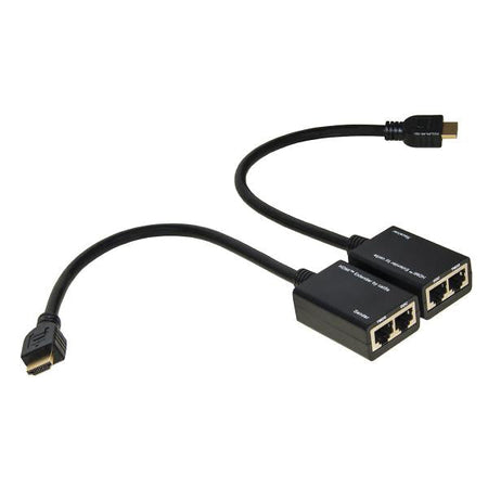 Estensore di segnale Hdmi tramite 2 Cavi Ethernet Cat. 6 - Fino a 30 metri - 1080p