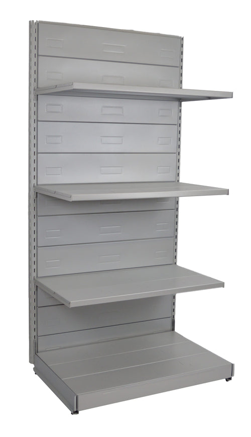 Scaffalatura in metallo verniciato alluminio per negozi cm. 97x60x200h