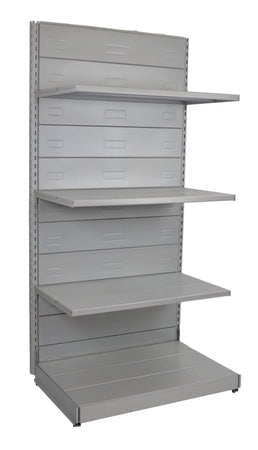 Scaffalatura in metallo verniciato alluminio per negozi cm. 97x60x200h