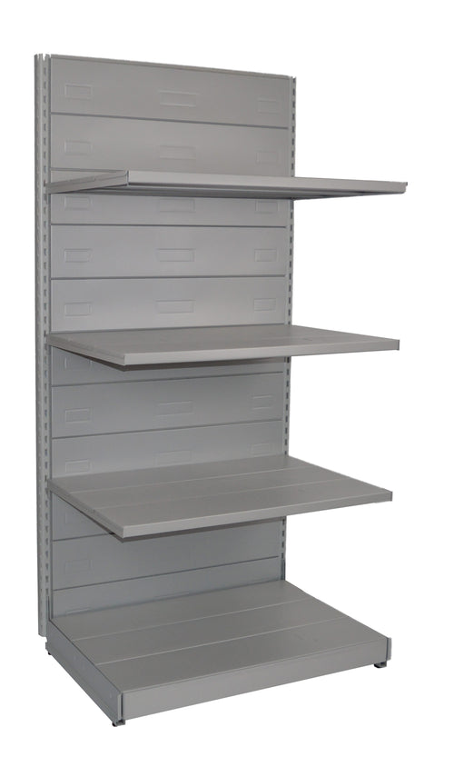 Scaffale in metallo verniciato alluminio per negozio abbigliamento cm. 97x60x200h