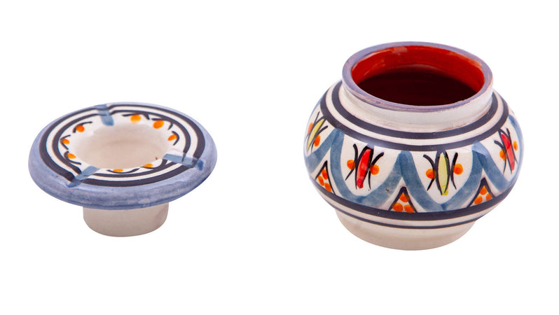 Biscottini Posacenere antiodore e antivento in ceramica decorato a mano