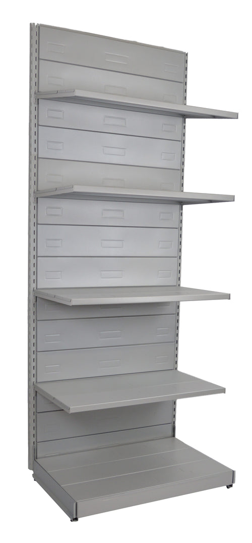 Scaffale metallico verniciato alluminio per arredare negozi cm. 97x60x250h