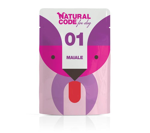 Natural Code Busta 01 gusto Maiale Cibo umido per Cani Adulti