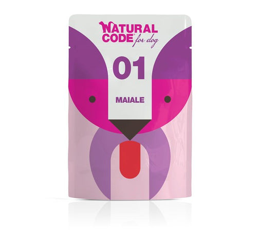 Natural Code Busta 01 gusto Maiale Cibo umido per Cani Adulti