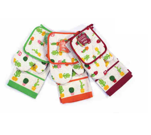 COTTON HOUSE - SET GUANTO DA FORNO, PRESINA E STOFINACCIO SIESTA IN COTONE