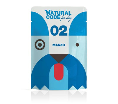 Natural Code Busta 02 gusto Manzo Cibo umido per Cani Adulti