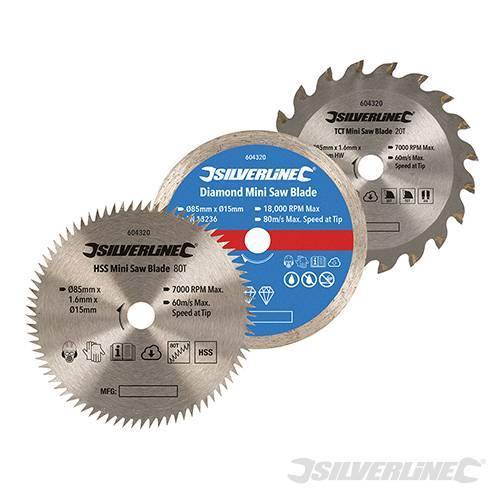 Set di lame TCT HSS diamantata per mini sega 3pezzi Silverline - Eternal Brico
