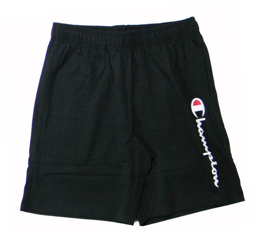 Champion LONG BERMUDA Pro Jersey (220gr) Uomo Logo Grande Cottone, Nero