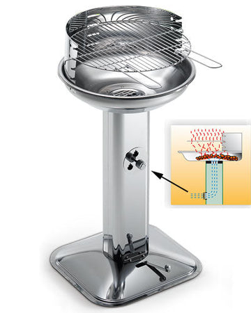 Barbecue colonna in acciaio inox "Venus 480 Pro System" a carbonella da 44 cm