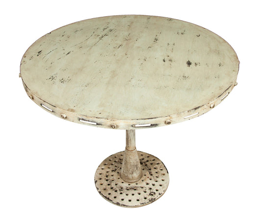 Biscottini Tavolo Pieghevole Biscottini Ferro Battuto 90x90x77 Bianca Anticata Forgiato