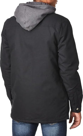 Dickies Men's Fleece Hooded Duck Shirt Jacket with Hydroshield, Black, MD