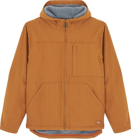 Dickies Uomo, Giacca con cappuccio in cotone d'anatra foderata in sherpa, MARRONE DUCATO