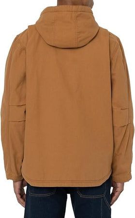 Dickies Uomo, Giacca con cappuccio in cotone d'anatra foderata in sherpa, MARRONE DUCATO