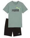 PUMA Logo Tee & Shorts Set G Green Moon