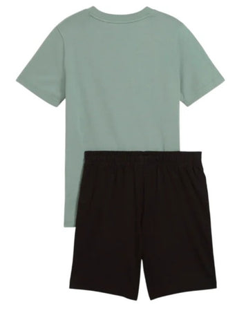 PUMA Logo Tee & Shorts Set G Green Moon