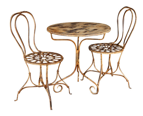 Biscottini Biscottini Tavolo Rotondo Ferro Battuto Crema Anticata 70x70x77 Forgiato Mano