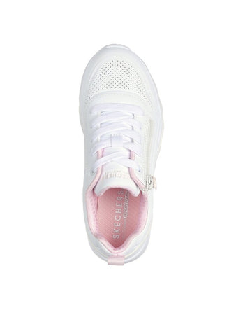 Sneakers bianche da bambina con soletta Memory Foam Skechers Uno Lite - Easy Zip